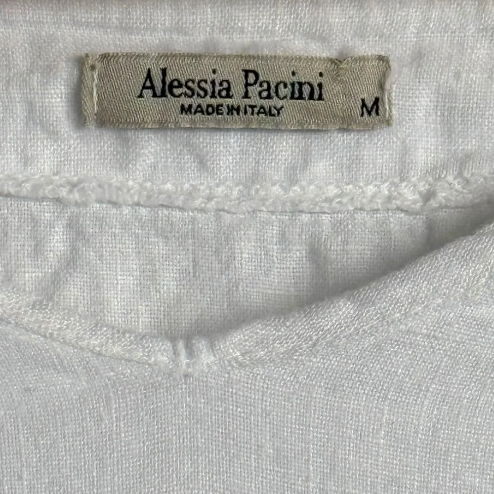 Alessia Pacini 100% Linen Mini Dress Tunic Cover Up Women’s Medium White Beach